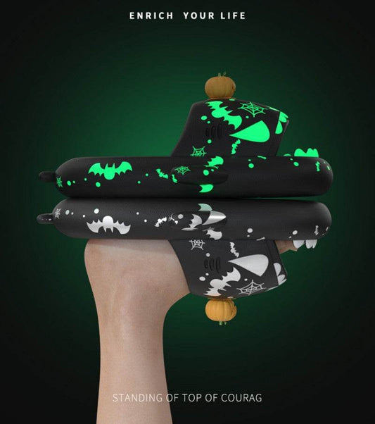 Halloween And Christmas Shoes Ins Luminous Shark Slippers Couple Men Women House Shoes Non-slip Bathroom Slippers Home - Here2Save