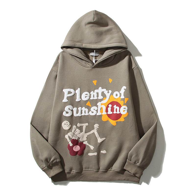 Skull Halloween Print Hoodie Graffiti Foam Letter Printed Hooded Sweater Coat Long Sleeve Sweatshirt - Here2Save