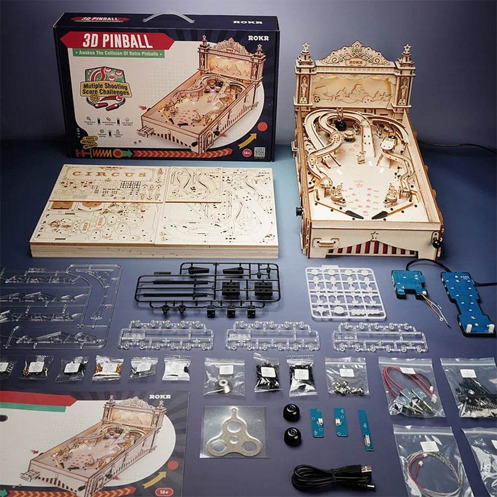 Robotime ROKR DIY Pinball Machine 3D Wooden Puzzle Amusing Table Game EG01 - Here2Save