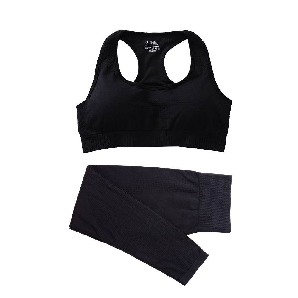 2PCS Seamless Yoga Set Women Tracksuit High Waist Leggings Workout Sportswear Gym Clothing Fitness Crop Top Sports Suits Gym Set - Here2Save