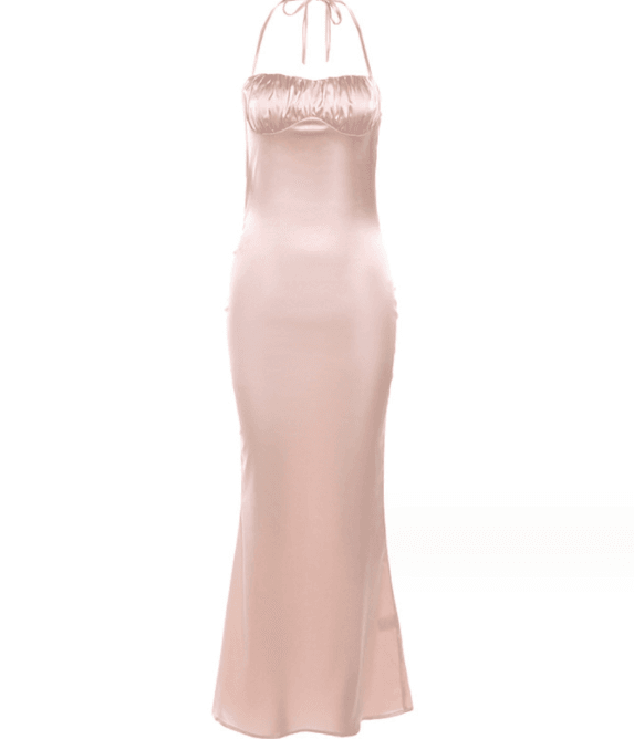 Hanging Neck Sexy Open Back Slim Fit Wrapped Hip Women's Dress - Here2Save
