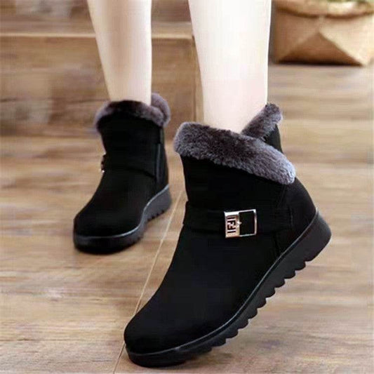 Winter Boots Women Warm Plush Snow Boots Zipper Comfort Flats Shoes - Here2Save