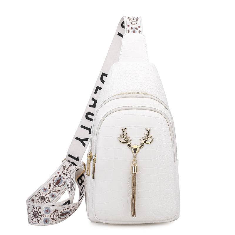 Deer Tassel Design Crossbody Bag Fashion Letter Embroidery Chest Bags For Women - Here2Save