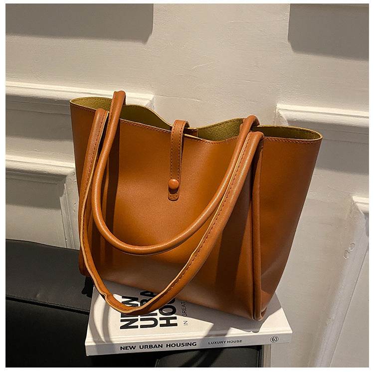 Casual Large Capacity Tote Bags For Women Fashion Solid Color Shopping Shoulder Bag With Wallet Ladies Handbag - Here2Save