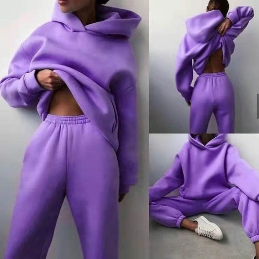 Women's Casual Hooded Sweater Two-piece Suit Clothes Hoodie Tracksuit - Here2Save