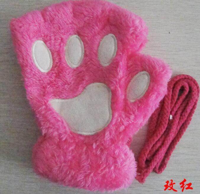 Winter Lovely Half Cover Paw Bear Cat Claw Gloves Short Finger - Here2Save