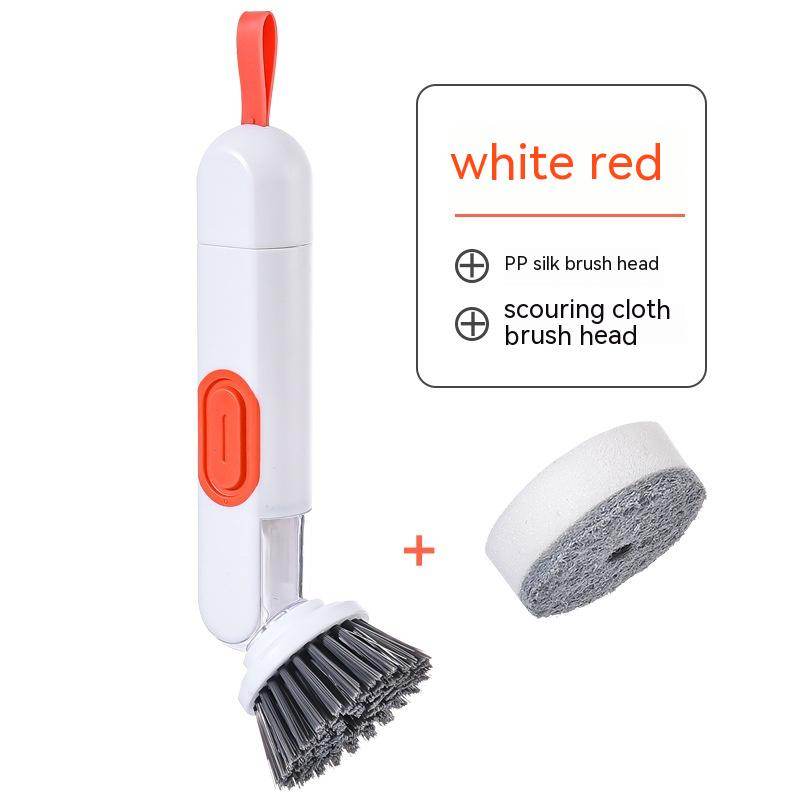Multi-Functional Long-Handle Liquid-Filled Cleaning Brush Washing Up Brushes With Liquid Dispenser Two Replacement Heads For Kitchen Cleaning Brush Gadgets - Here2Save