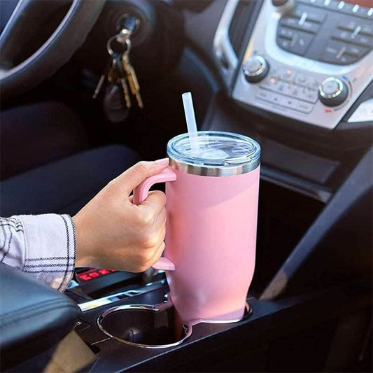 40oz Straw Coffee Insulation Cup With Handle Portable Car Stainless Steel Water Bottle LargeCapacity Travel BPA Free Thermal Mug - Here2Save