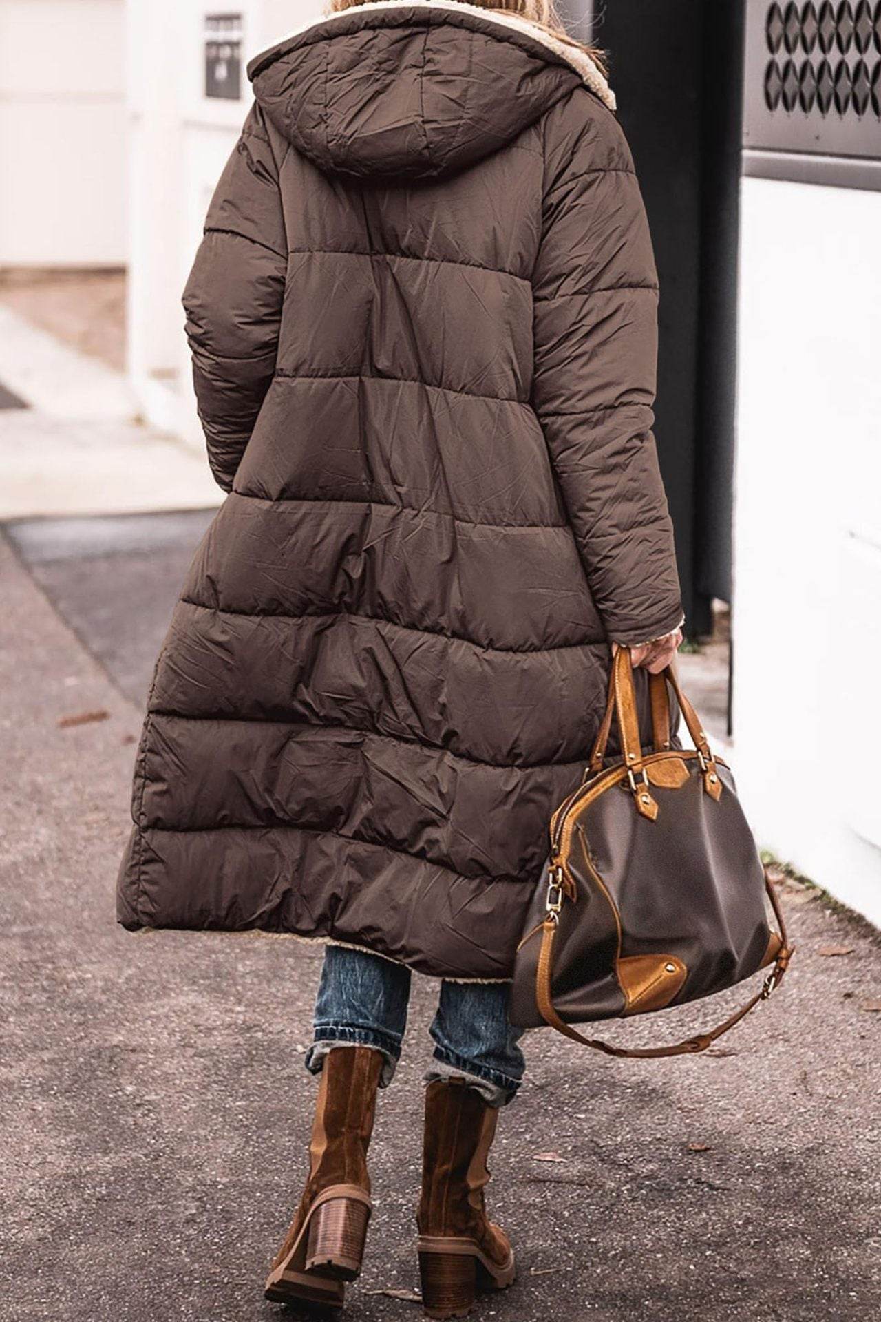 Solid Color Hooded Cotton Jacket Long Sleeve Double-sided Wear Slim Fit Elegant Cardigan Coat Top - Here2Save