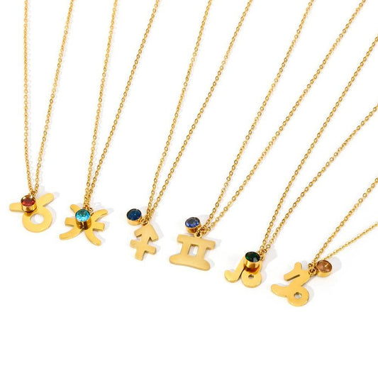 Necklace Stainless Steel Zircon Ornament - Here2Save