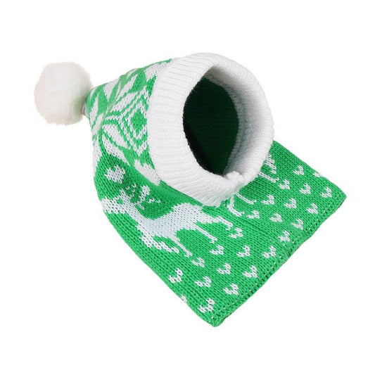 Christmas New Atmosphere Love Snowflake Elk Printing Knitted Warm Pet Dog Cat Fur Ball Hat - Here2Save