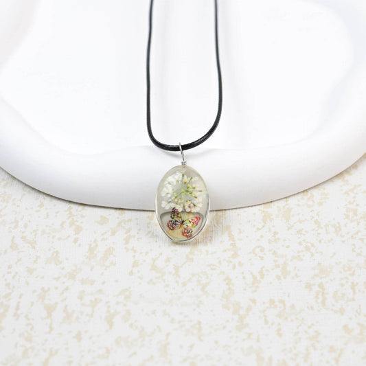 Glass Time Stone Butterfly Lace Flower Necklace - Here2Save