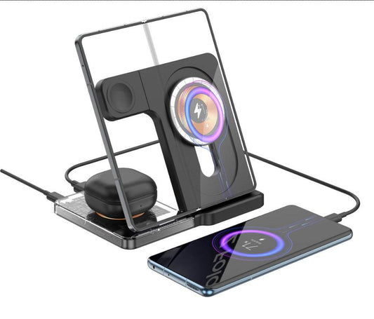 Desktop Magnetic Three-in-one Wireless Charging Stand Foldable - Here2Save