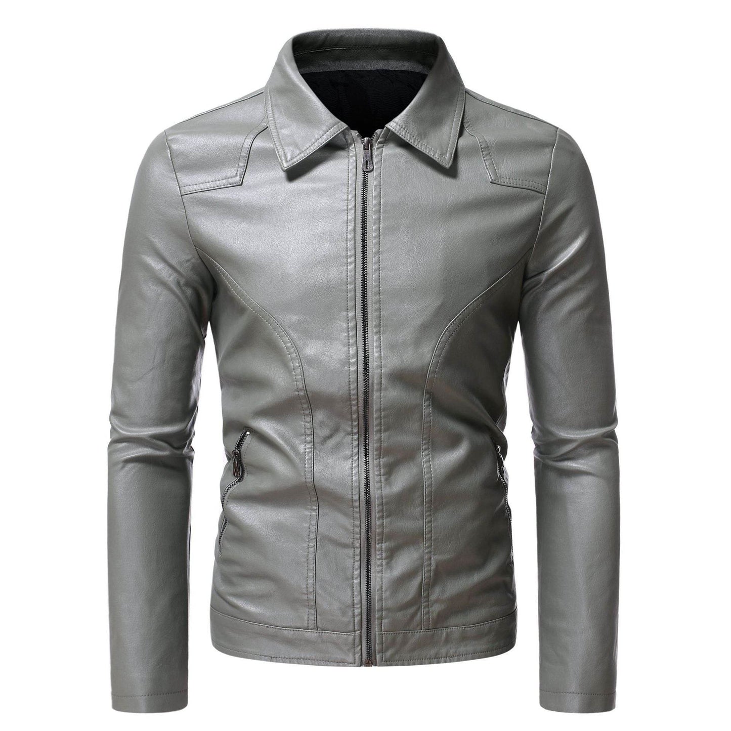 Men's Casual Slim-fit Leather Coat - Here2Save