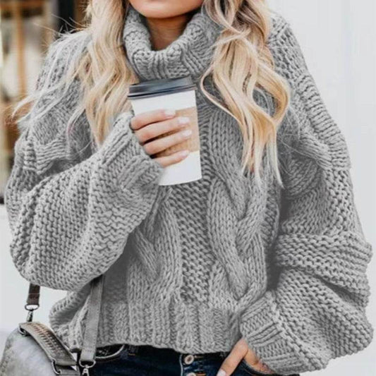 Women's Fashion Casual Turtleneck Pullover Loose-fitting Long Sleeves Sweater - Here2Save