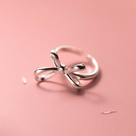 S925 Silver Bow Ring Fashionable Simple Line Women's Jewelry - Here2Save