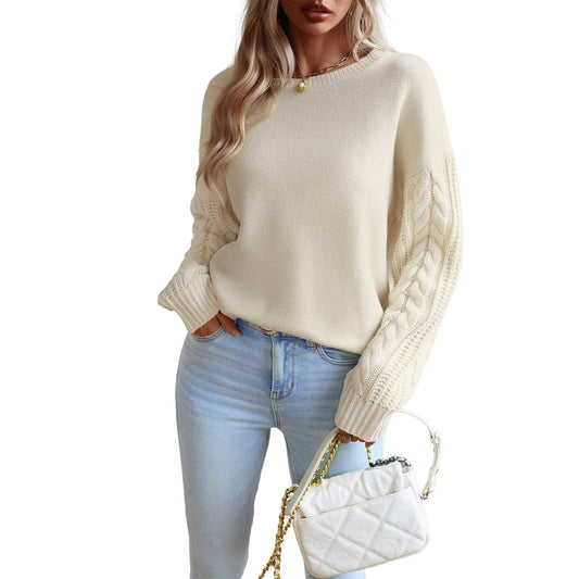 Women's Fashionable Simple Round Neck Sweater - Here2Save