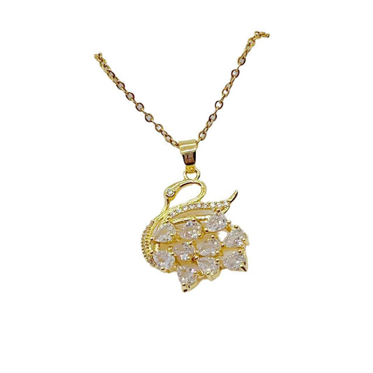 Titanium Steel Micro-inlaid Zirconium Shiny Swan Necklace - Here2Save