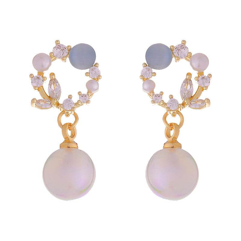 High-Grade Blue Opal Fairy Fish Ji Pearl Stud Earrings - Here2Save