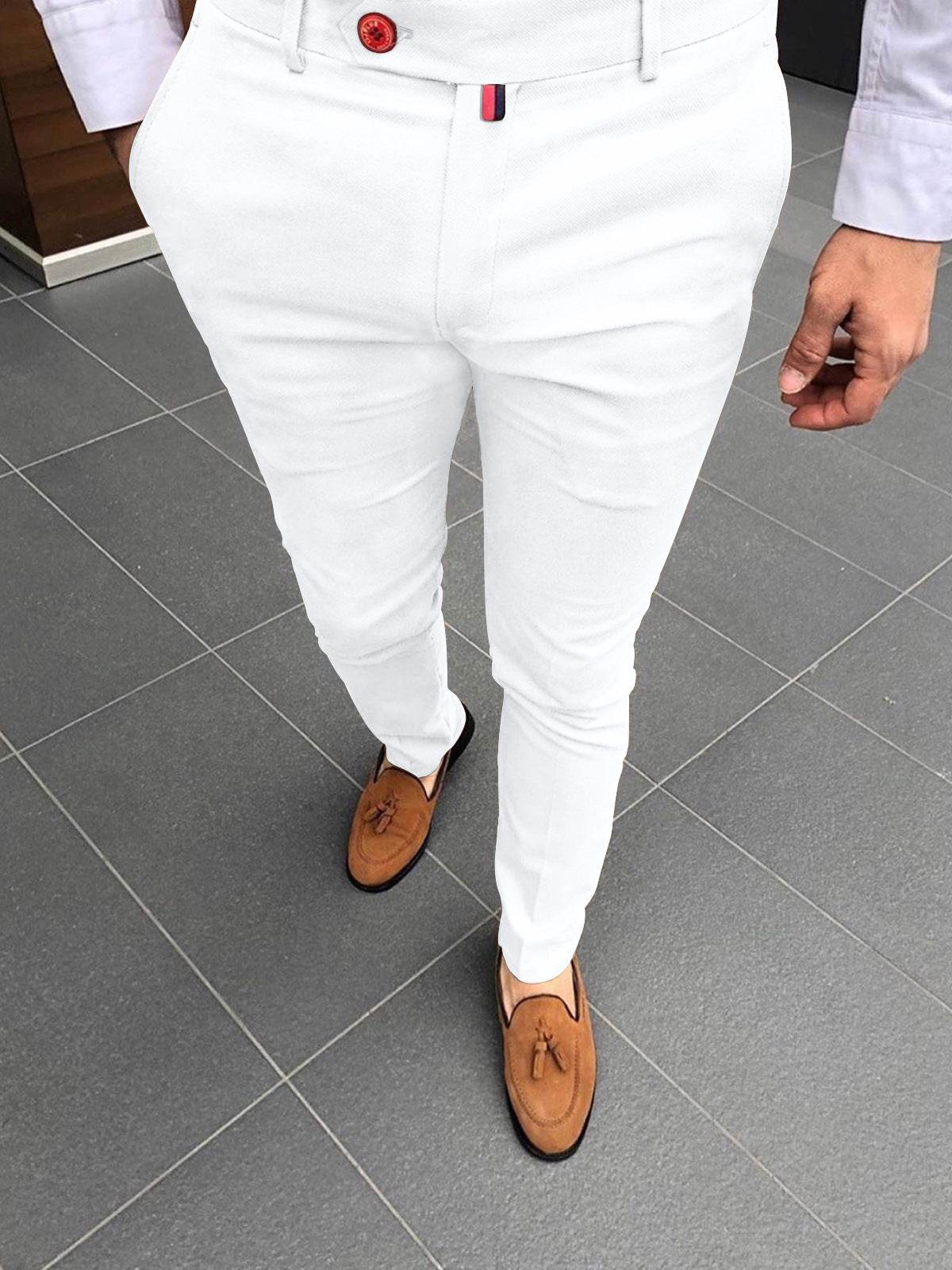 Men's Solid Color Casual Tappered Formal Pants - Here2Save