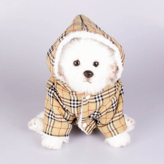 Dog Hooded Sweater Plaid Pet Clothes - Here2Save