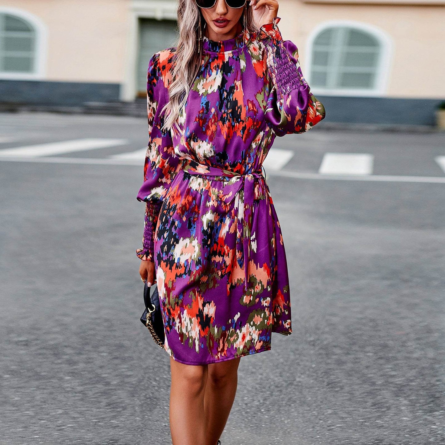 Women's Fashion Temperament Printed Long Sleeve Dress - Here2Save