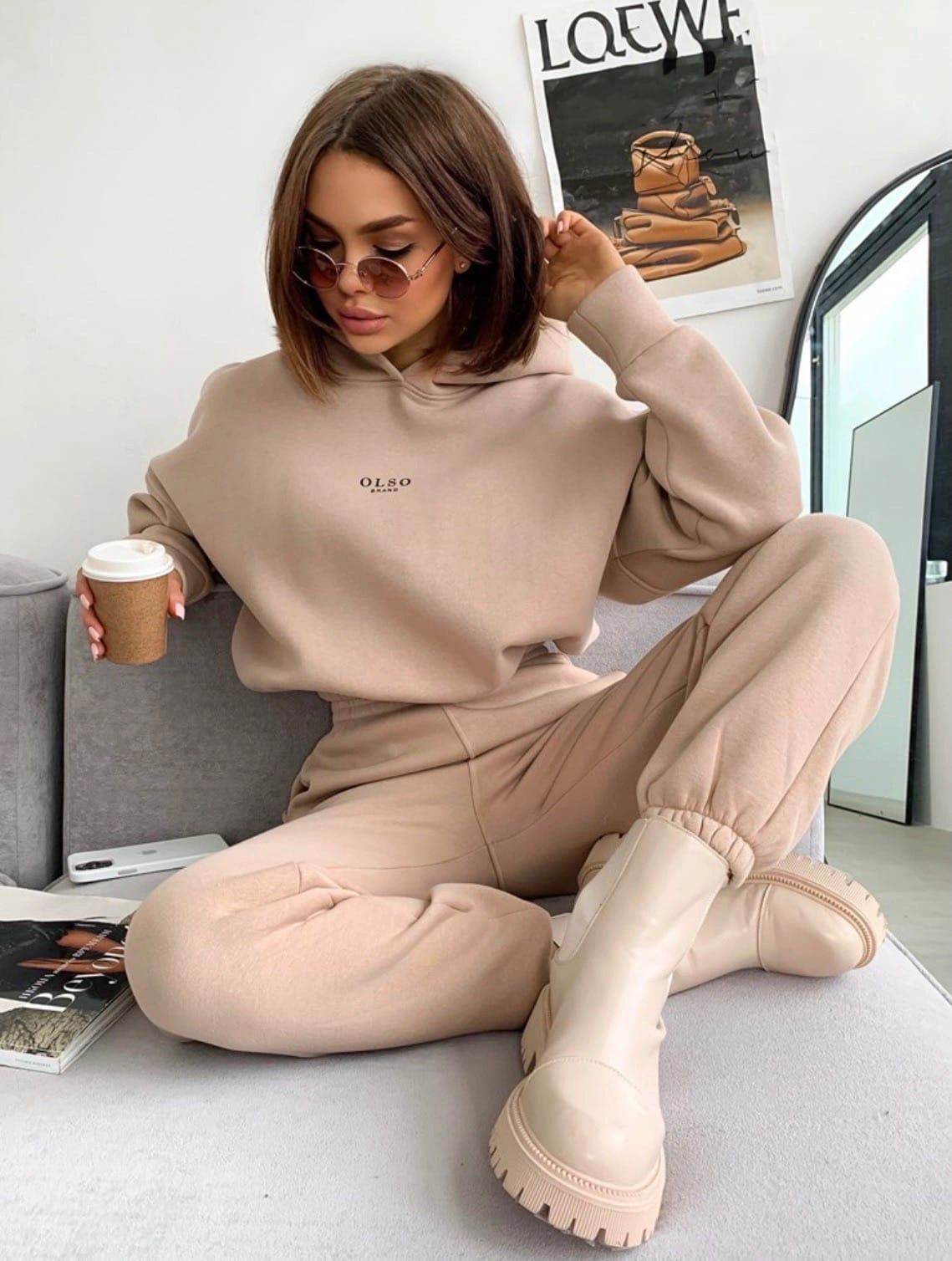 Women's Knitted Fleece Casual Suit Two-piece Set - Here2Save