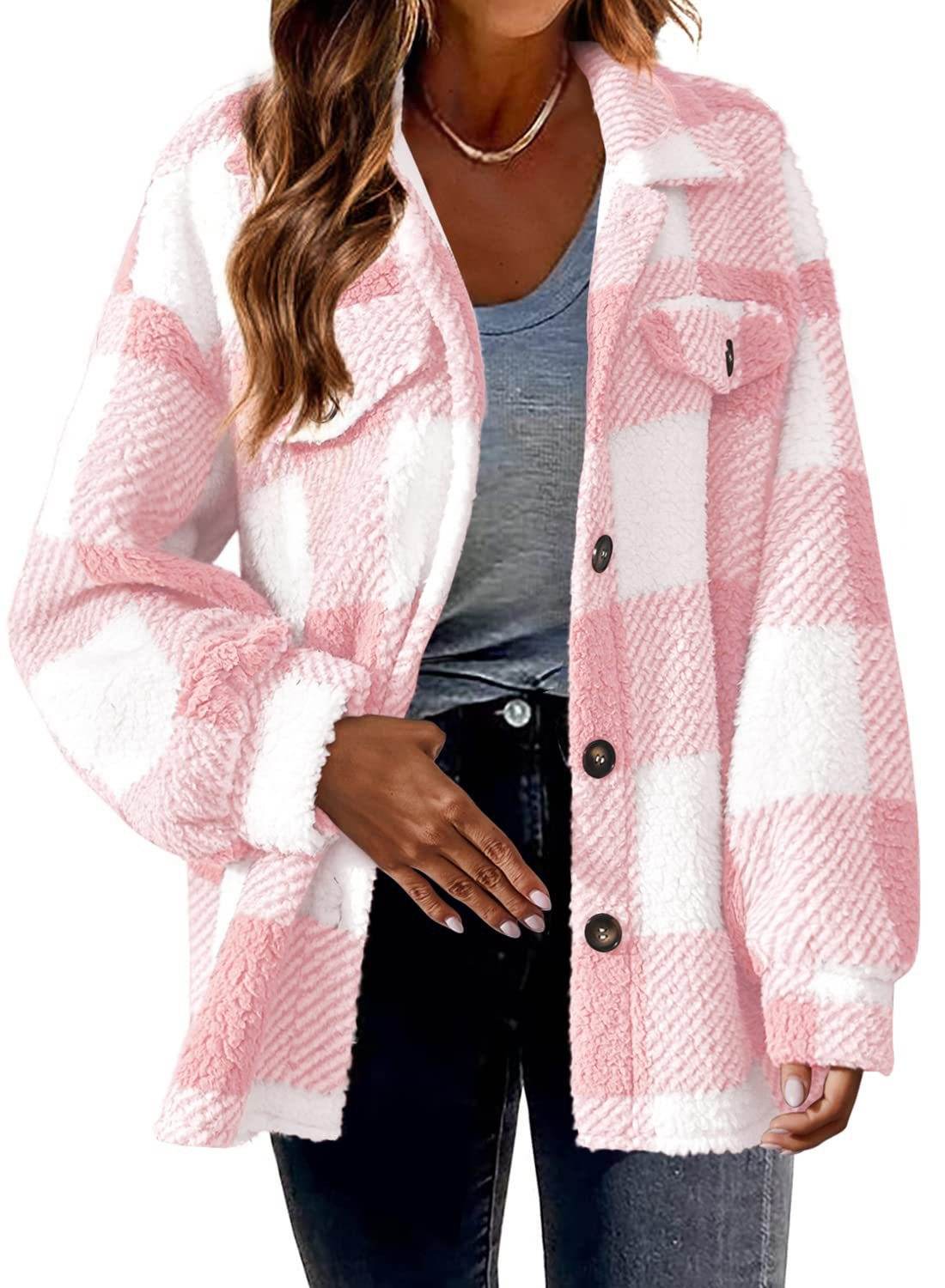 Turndown Collar Plaid Jacket With Pockets Single Breasted Button Down Woolen Jacket Autumn And Winter Clothes For Women - Here2Save