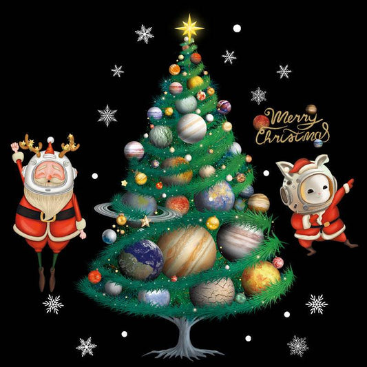 Cartoon Christmas Tree Glazing Plate Glass Decorative Removable Static Wall Sticker - Here2Save