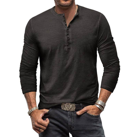 Button Washed Old V-neck Men's T-shirt - Here2Save