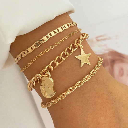 Creative Heart Pearl Multi-layer Chain OT Bracelet Suit - Here2Save