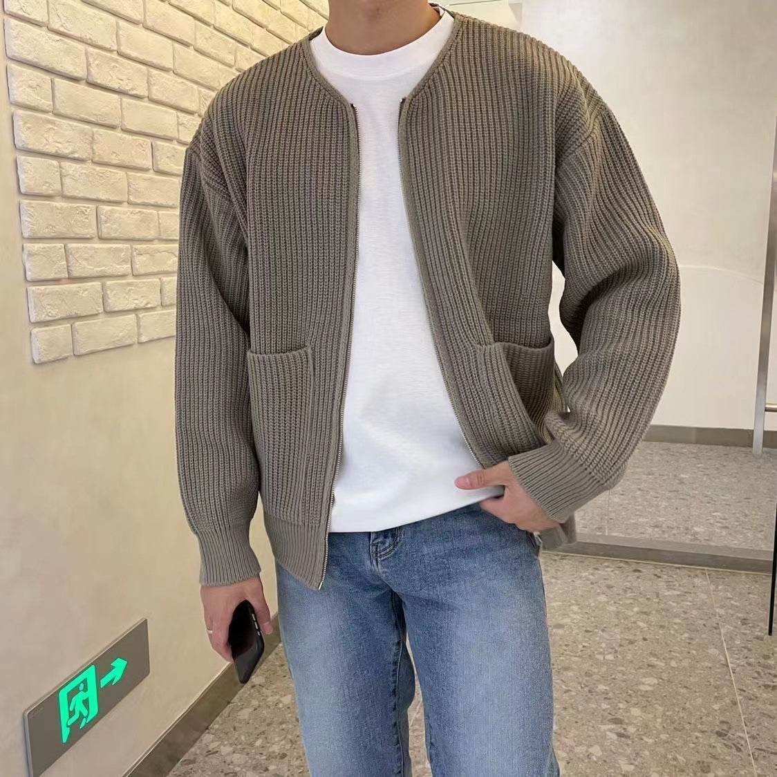Fashion Trendy Ins Trendy Knitted Cardigan Men's Sweater - Here2Save