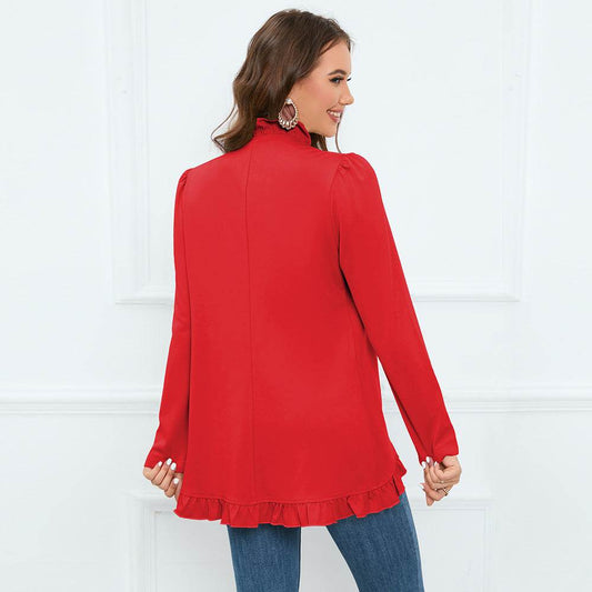 Women's Ruffled Cardigan Button Jacket - Here2Save