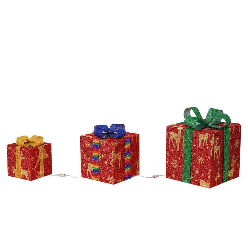 Lighted Up Outdoor Christmas Decorations Luminous Christmas Gift Box With Bow For Holiday Christmas Tree Home Yard Decor - Here2Save