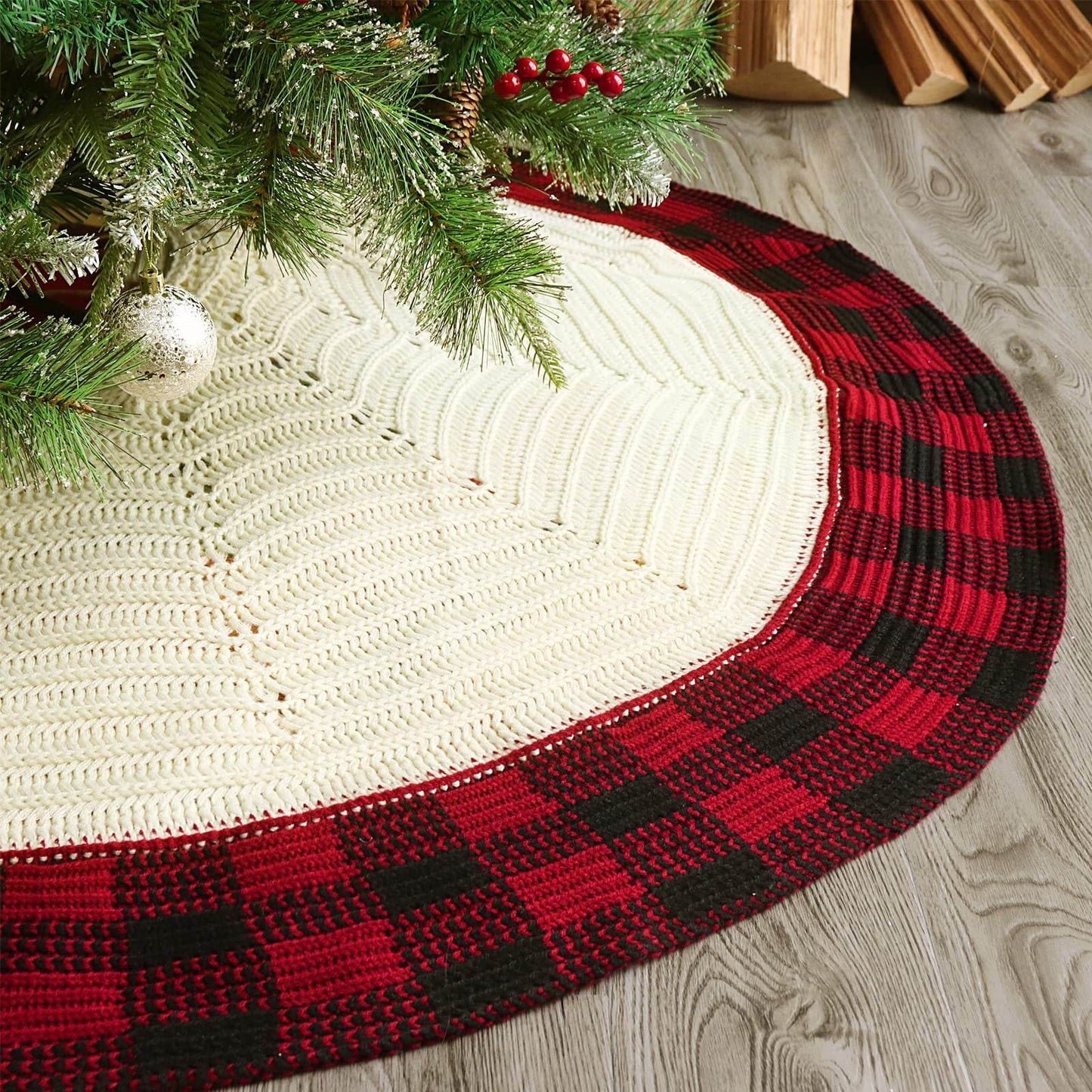Christmas Decorative Knitted Tree Skirt - Here2Save