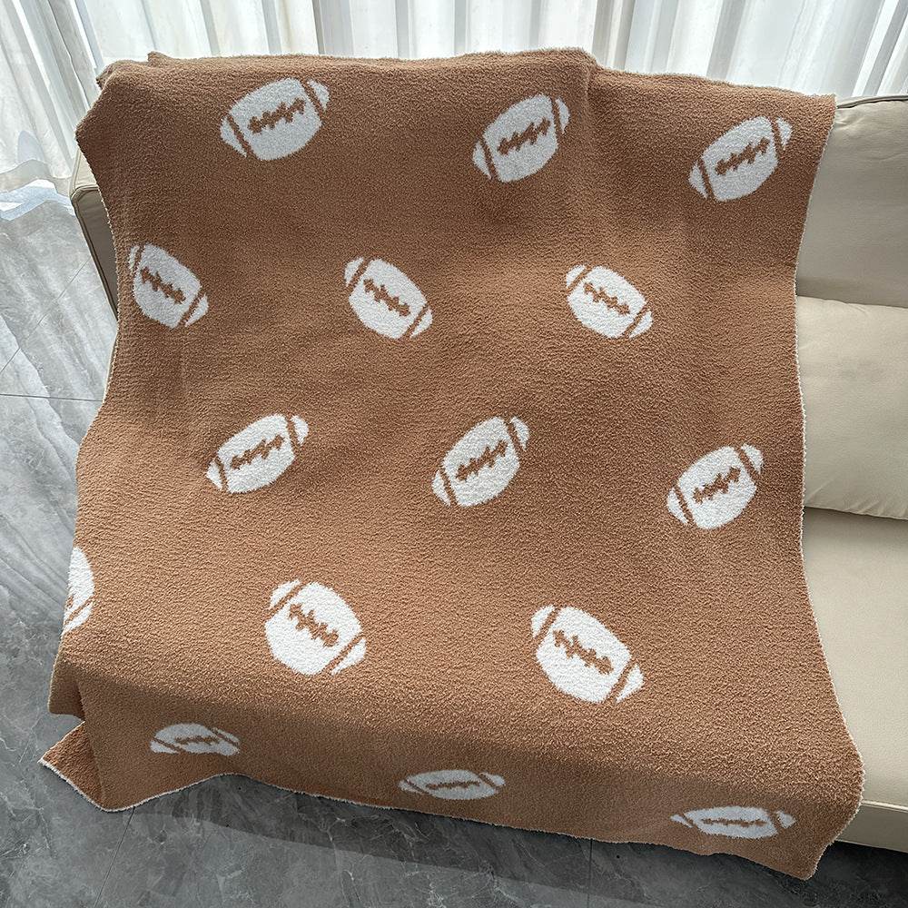 Rugby Baseball Half Velvet Blanket Knitted Jacquard - Here2Save
