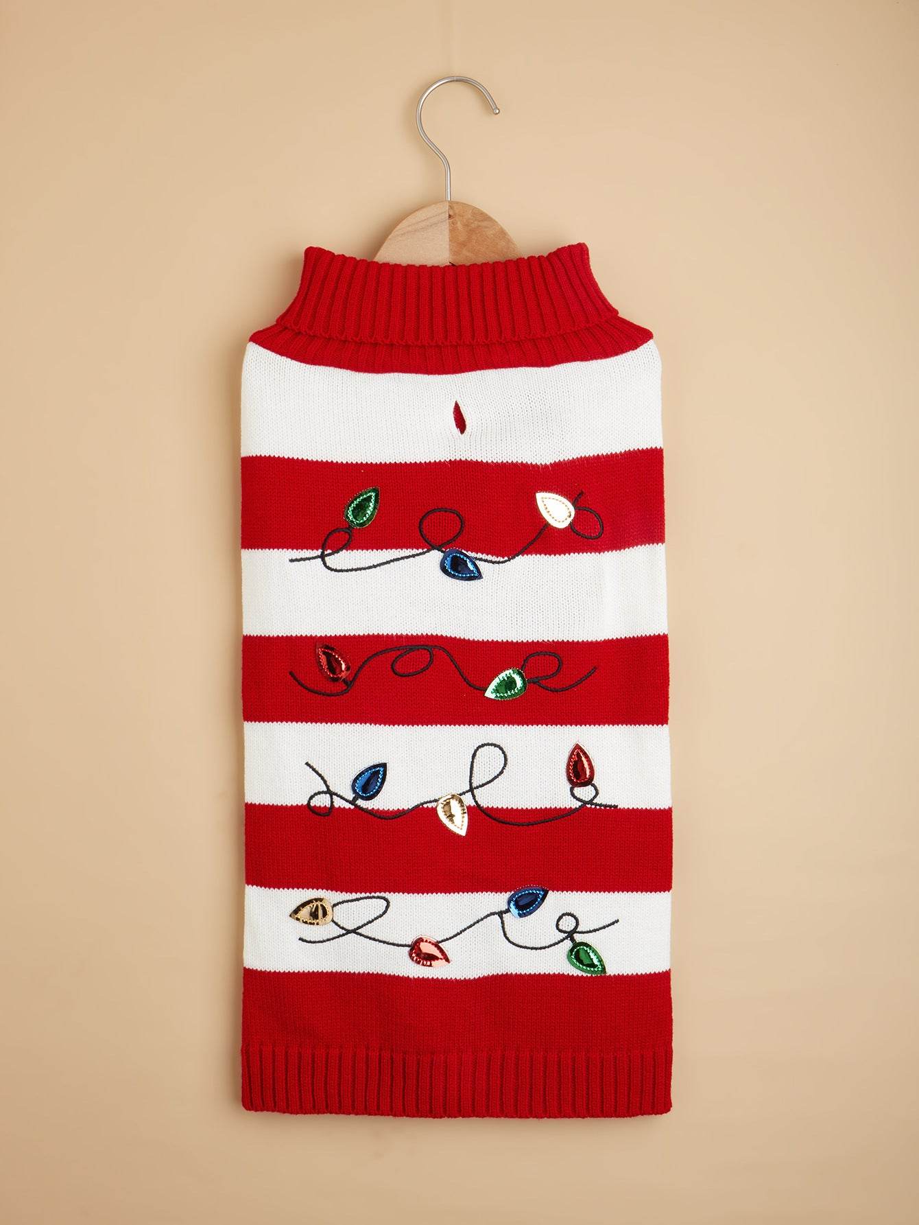 Pet Striped Christmas Lantern Turtleneck Sweater - Here2Save