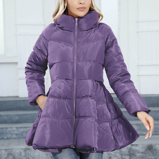Newest Big Skirt Design Coat Winter Warm Slim-fitting Stand-collar Mid-length Thickened Waist Cotton Jacket Women Clothing - Here2Save