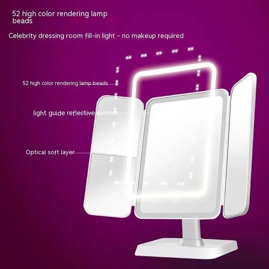 Desktop Tri-fold LED Cosmetic Mirror With Lights - Here2Save