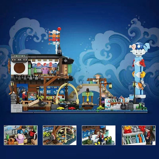 Japanese Style Fish Stall Small Particle Assembling Building Blocks - Here2Save