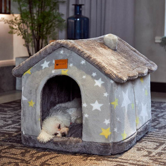 Foldable Dog House Pet Cat Bed Winter Dog Villa Sleep Kennel Removable Nest Warm Enclosed Cave Sofa Pets Supplies - Here2Save