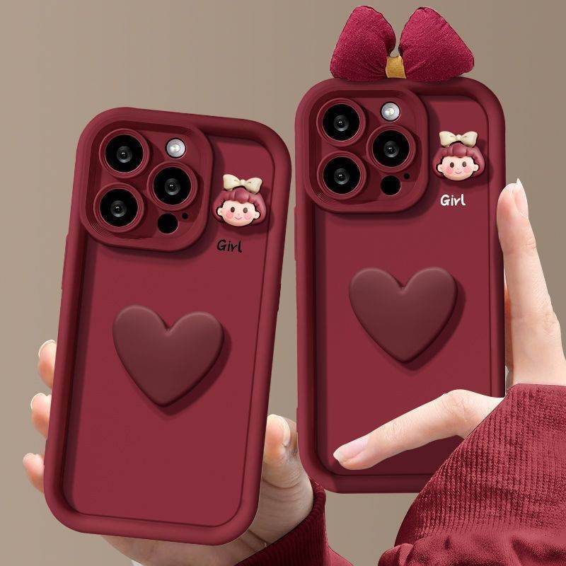 Wine Red Love Girl Phone Case - Here2Save
