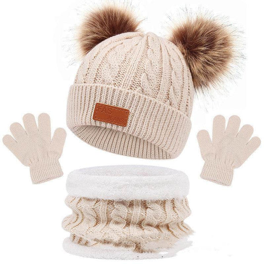 Children's Hat Scarf Gloves Three-piece Set - Here2Save