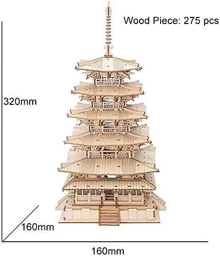 Robotime Five-storied Pagoda 3D Wooden Puzzle Toys For Children Kids Birthday Gift TGN02 - Here2Save
