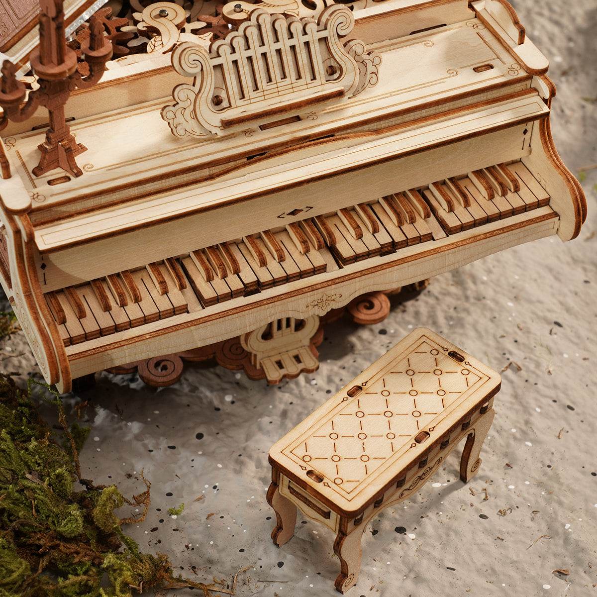 Robotime 223pcs 3D Wooden Puzzle Magic Piano Mechanical Music Box Toy Gift Desk Gift For Men Women Hobby AMK81 - Here2Save
