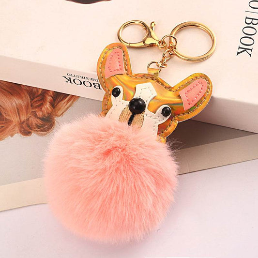 Golden Puppy Fur Ball Shiny Color Keychain Pendant - Here2Save