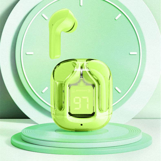 New Mini Transparent Wireless Bluetooth Headset Digital Display ENC Noise Reduction True Wireless Sports Music - Here2Save