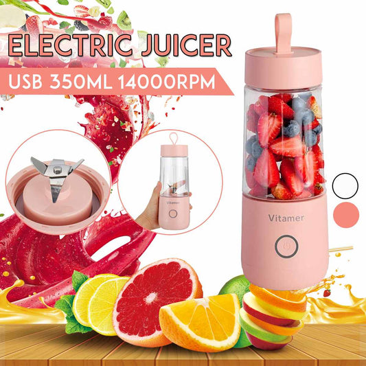 350ml Portable Blender Juicer Electric USB Rechargeable Mixer Smoothie Slushy Cup Juice Blender Bottle USB Charging Kitchen Gadgets - Here2Save