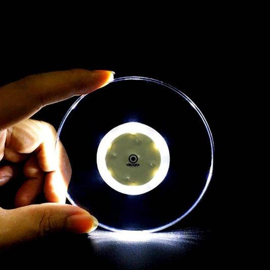 LED Glow Coaster Acrylic Crystal Emitting Luminous Bar Cocktail Mug Stand Light Coasters Flashing Base Tableware Decoration Pads - Here2Save