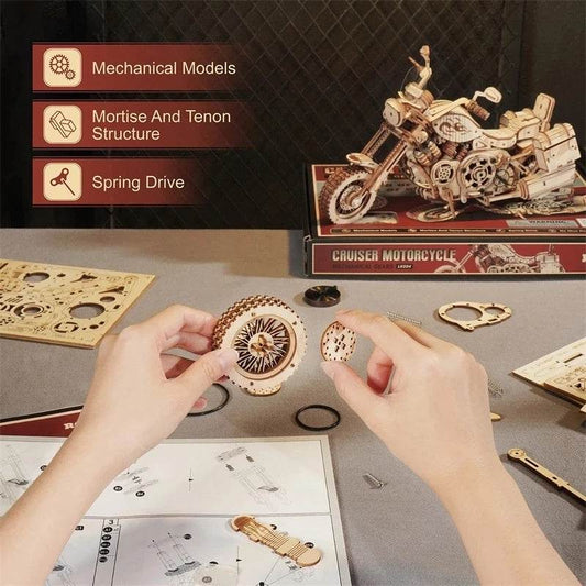 Robotime Rokr Cruiser Motorcycle DIY Wooden Model LK504 - Here2Save